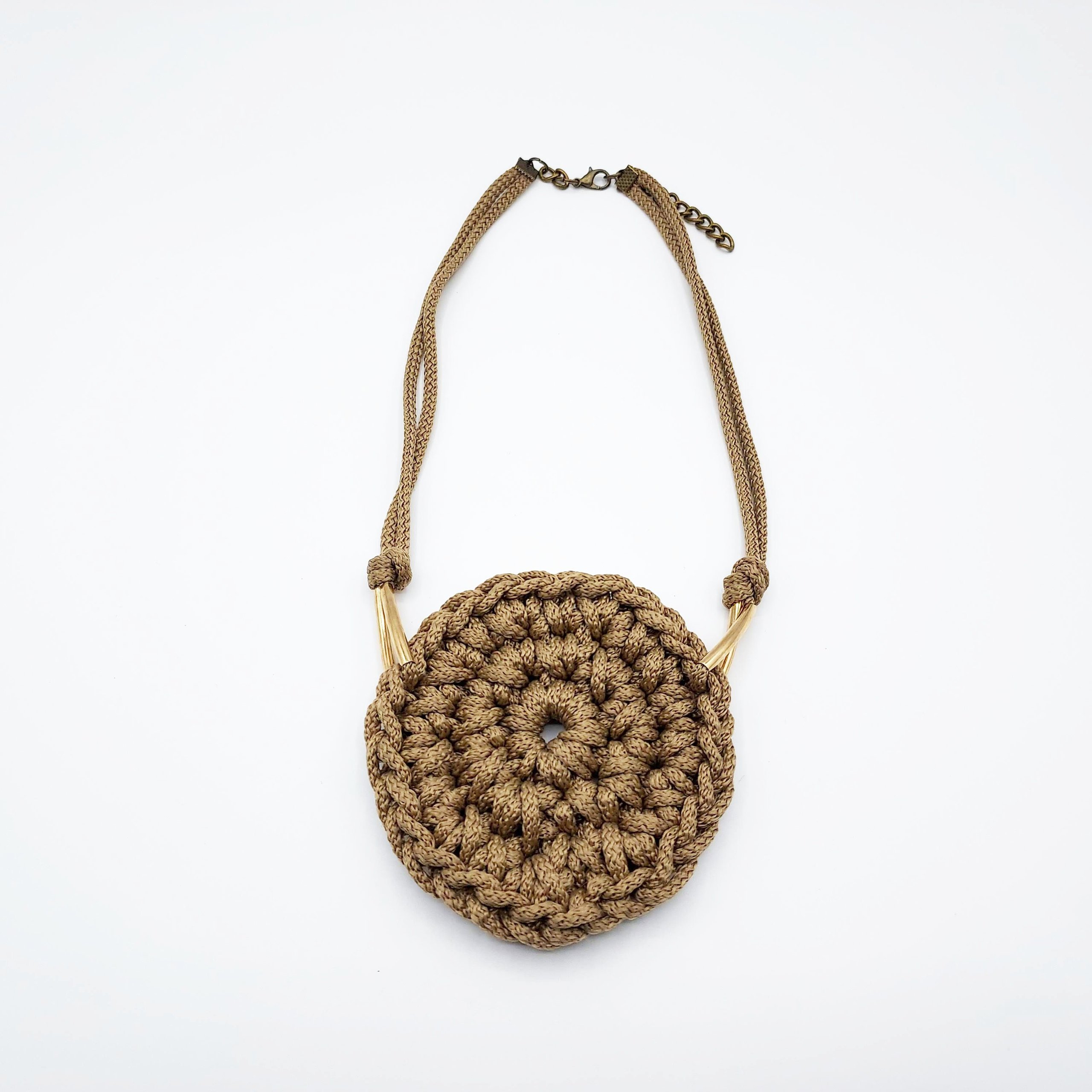 Bilamba Brown Cotton Brass Handmade Necklace