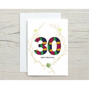 Milestones Birthday Cards in African Print for Age 30, 40, 50, 70, 80