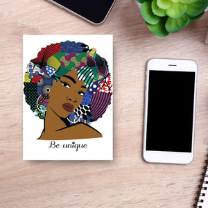 Be Unique Afrocentric Black Woman A5 Notebook