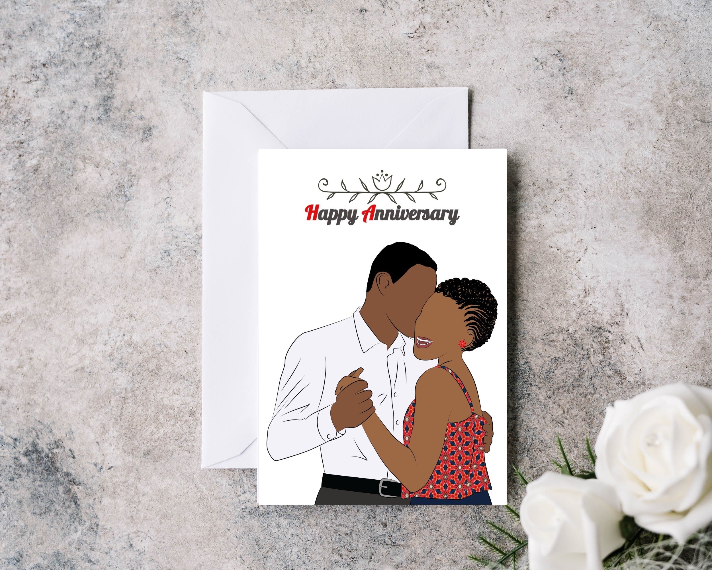 Happy Anniversary / I Love You Black Couple Afrocentric Card