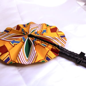 African Ankara Print Handheld Folding Fan - Modern Kente Print