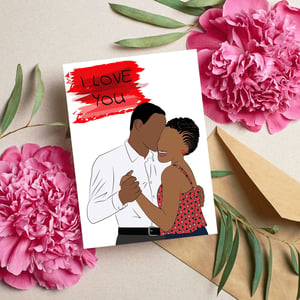 Happy Anniversary / I Love You Black Couple Afrocentric Card