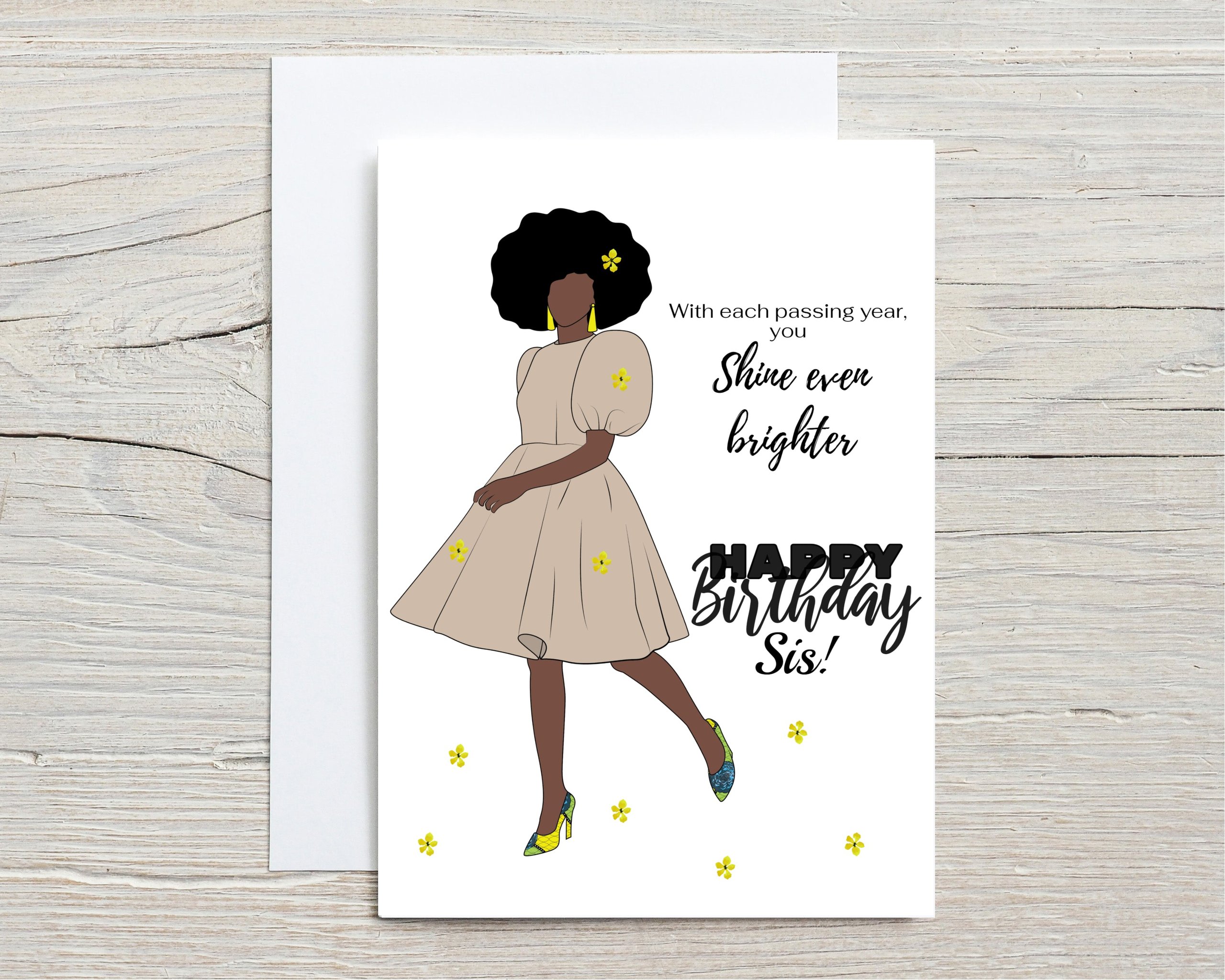 Black Afro Woman Birthday Card for Sister