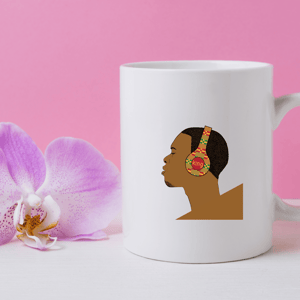 Black Man with Headphone Ceramic Mug