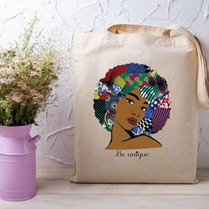 Black Afro Woman Natural Tote Bag - Be Unique