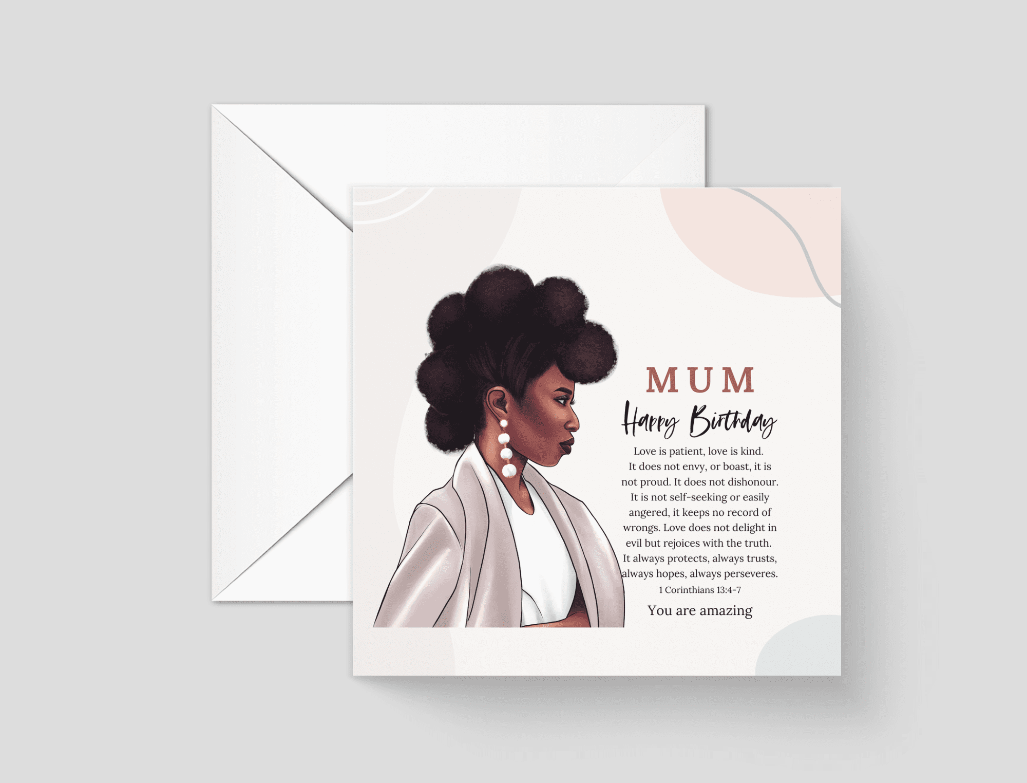 Afro mum birthday card with poem