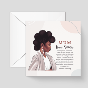 Afro mum birthday card with poem