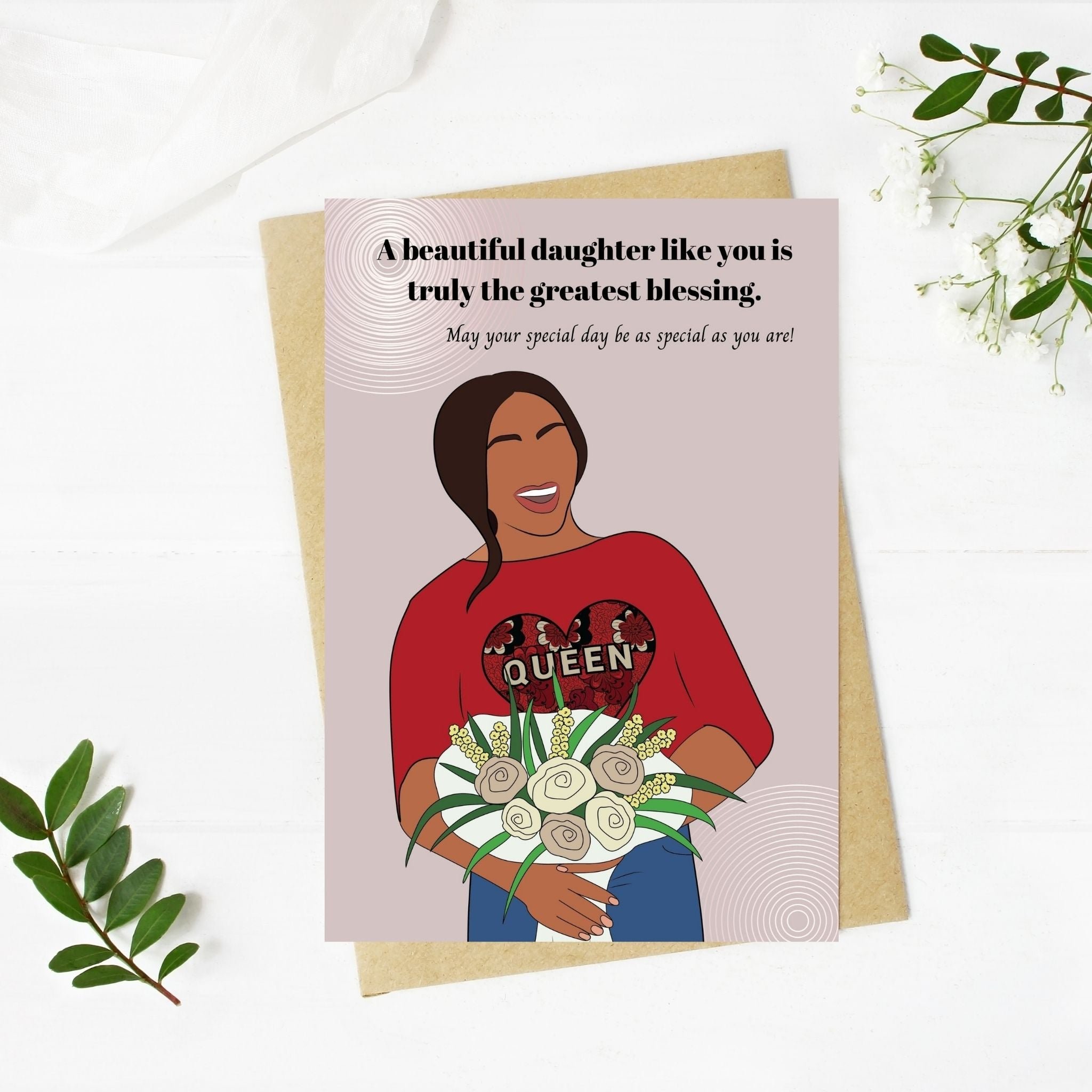 Black Smiling Woman Birthday Card for Daughter