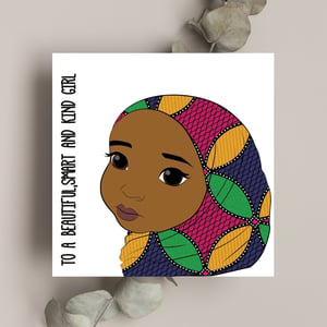 Muslim Hijab Birthday Card, black girl birthday card