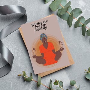 Black Woman Meditating Love and Positivity Affirmation Card