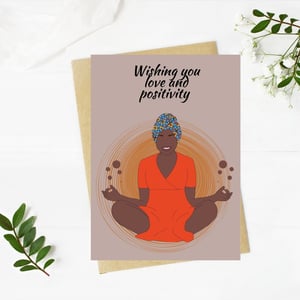 Black Woman Meditating Love and Positivity Affirmation Card