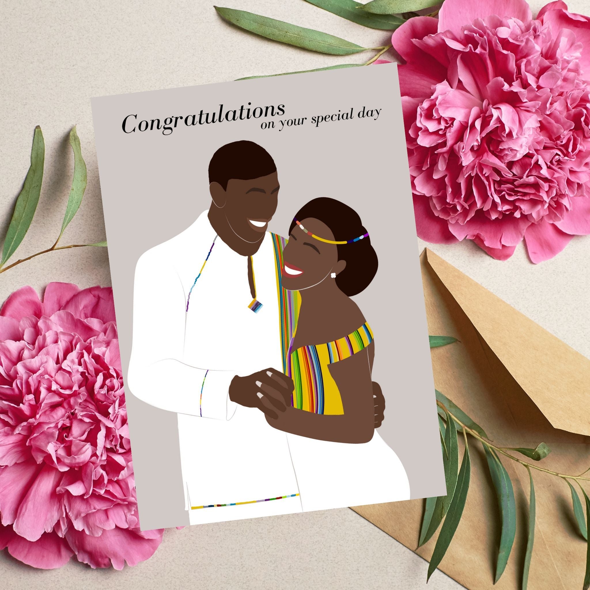Black Couples Traditional African Wedding Greeting Card