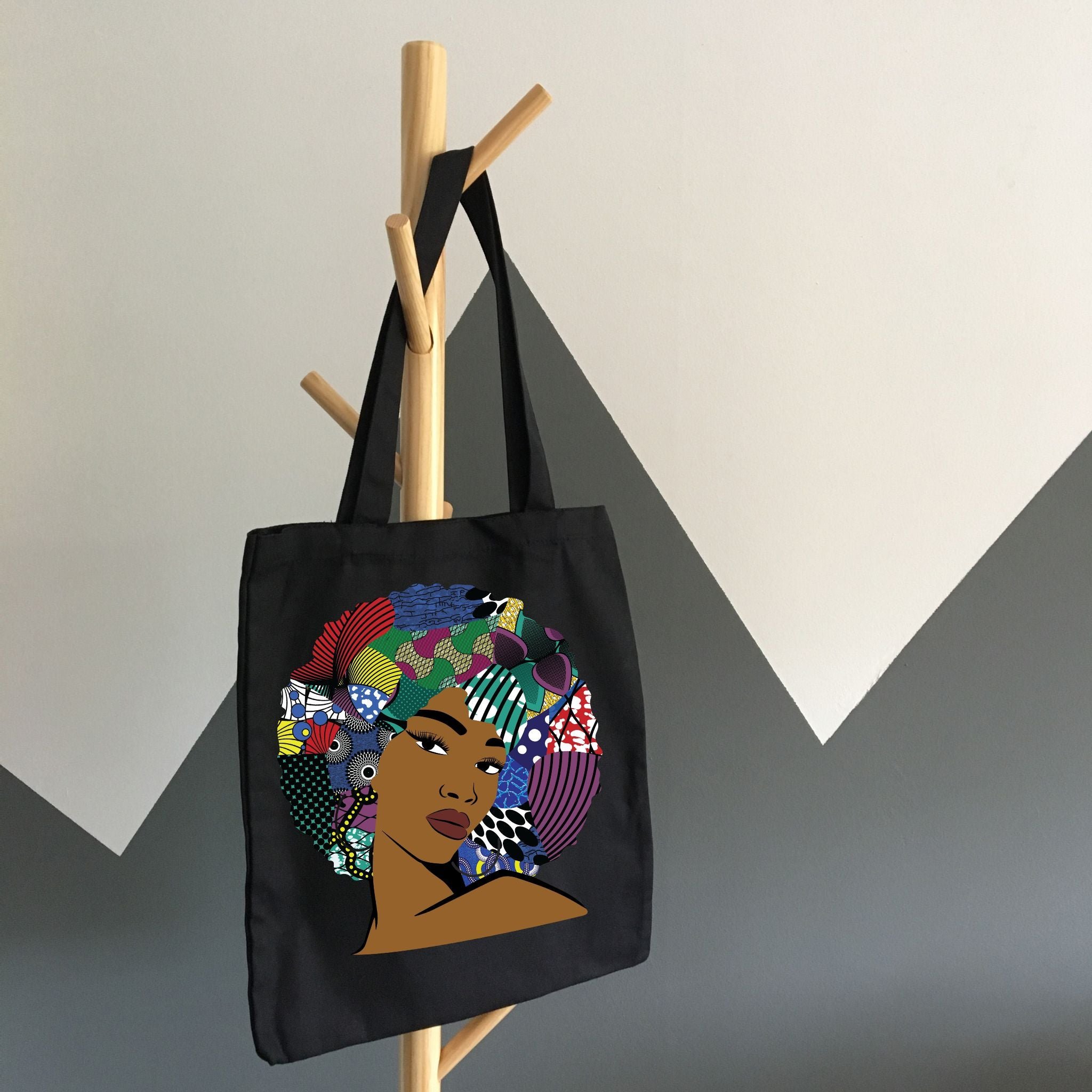 Black Afro Woman Cotton Tote Bag for Women