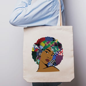 Black Afro Woman Cotton Tote Bag for Women