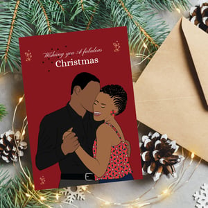 Happy Black Love Couple Christmas Wishes Card