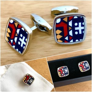 African print stainless steel cufflinks