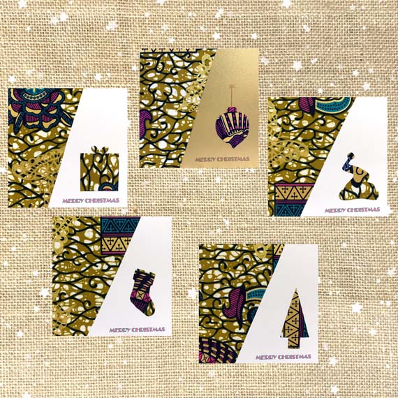 Luxurious Yellow and Gold Fabric Christmas Cards – Pack Of 5