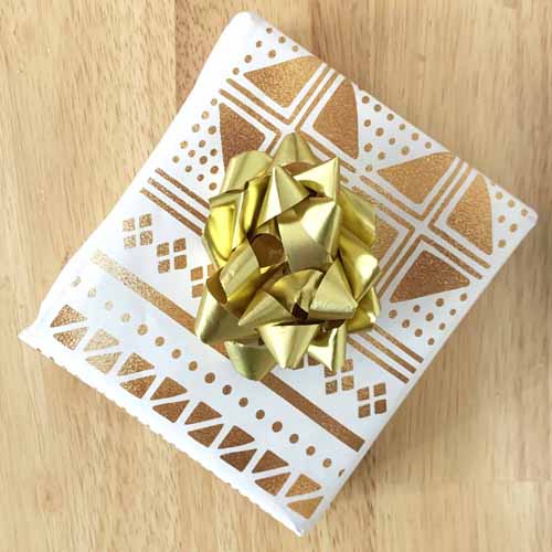 Gold White Mud cloth Gift Wrap – 2 sheets