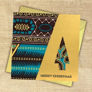 Luxurious Green and Gold Fabric Christmas Cards - Pack of 5