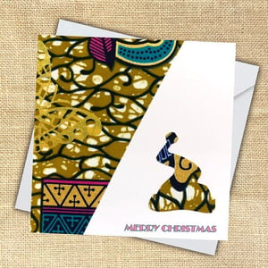 Luxurious Yellow and Gold Fabric Christmas Cards - Pack Of 5