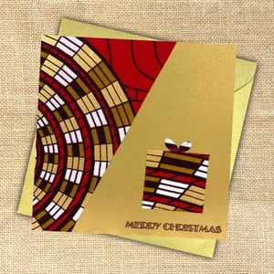 Luxurious Red and Gold Fabric Christmas Cards - Pack of 5