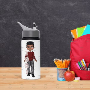 Boy Burgundy Jumper Uniform School Kids Water Bottle