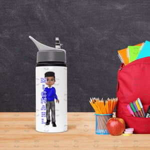 Boy Blue Jumper Uniform School Kids Water Bottle