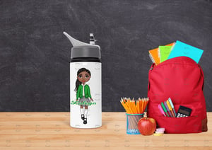 Girl Green Uniform School Kids Water Bottle