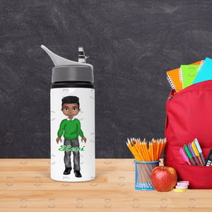 Boy Green Uniform School Kids Water Bottle