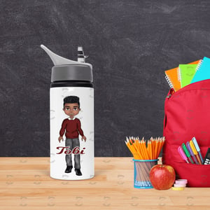 Boy Burgundy Jumper Uniform School Kids Water Bottle