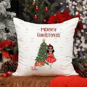 Personalised Dress Girl Christmas Cushion Cover
