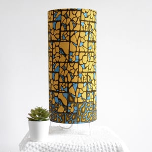 African Print Table Lamp - Bronze Blue Shimmer