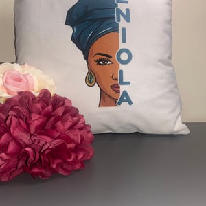 Personalised Lady Headscarf Name Cushion Cover