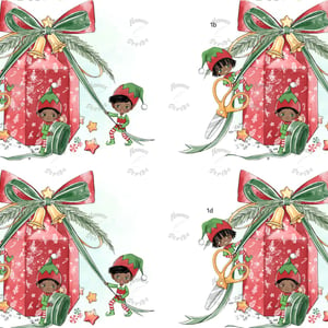 Personalised Red and Green Present Boy Elves Bauble