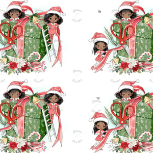 Personalised Red and Green Girl Elves Christmas Cushion Cover