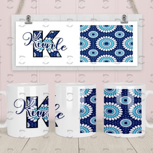 African Print Personalised Initial and Name Patterned Mug