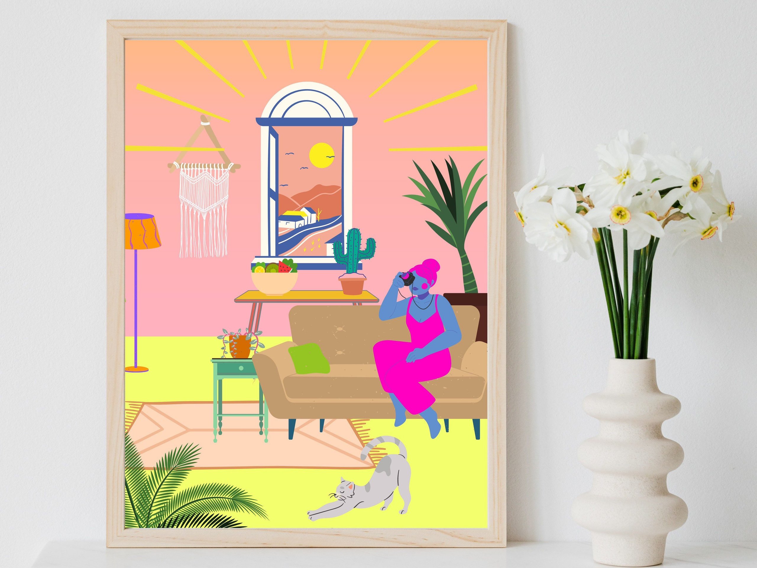 Paradise House: Living Room A4/A3 Print Wall Art