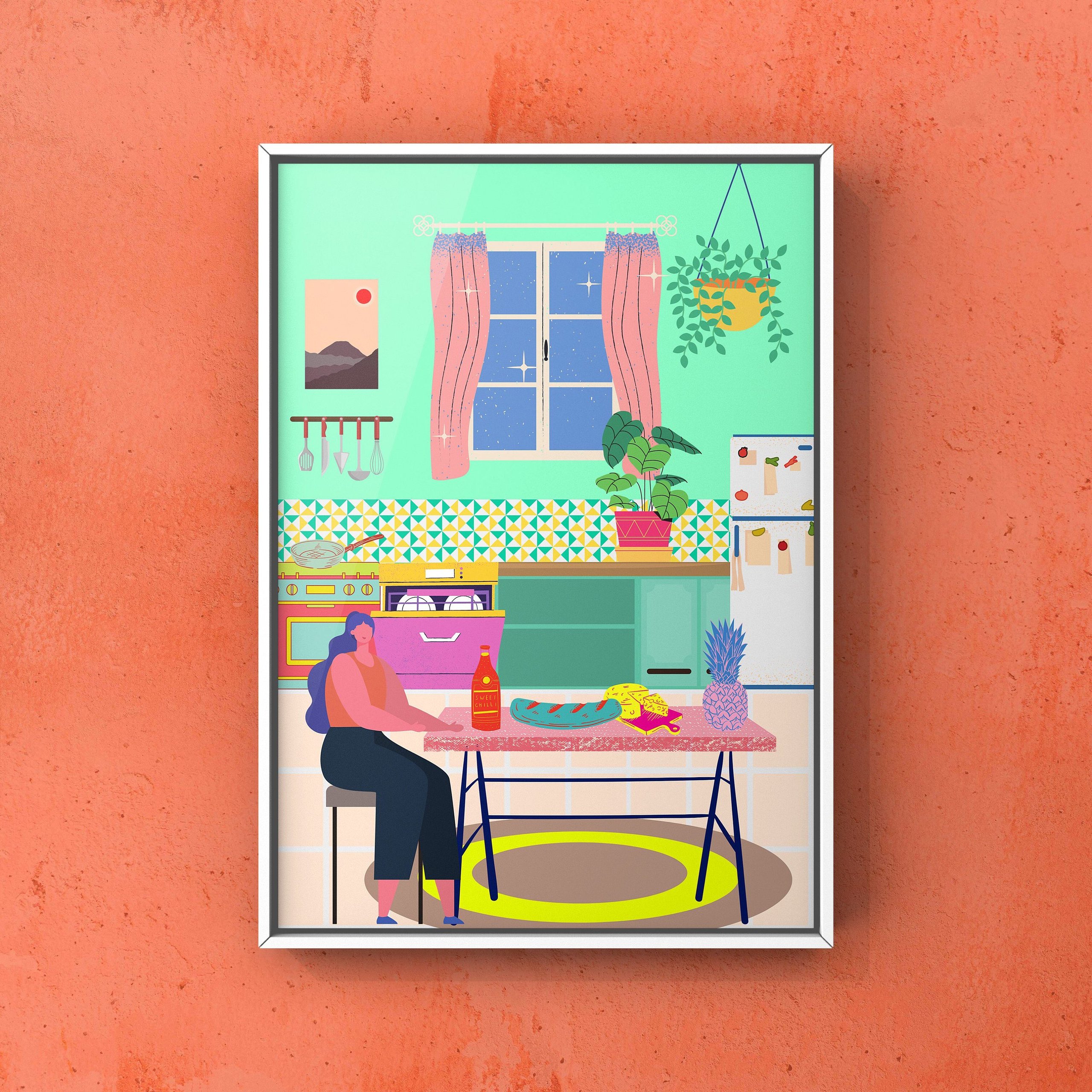 Paradise House: Kitchen A4/A3 Print Wall Art