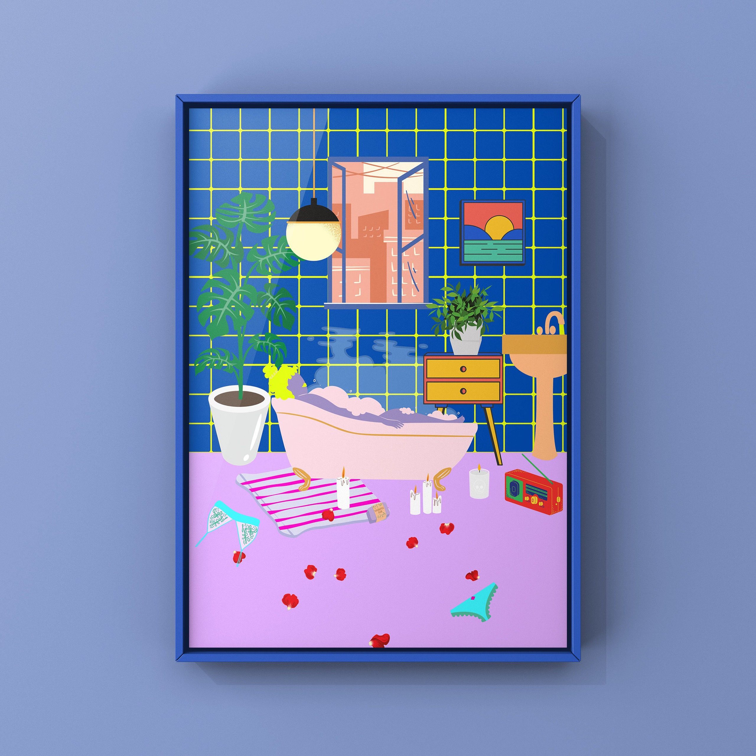 Paradise House: Bathroom A4/A3 Print Wall Art | Wakuda