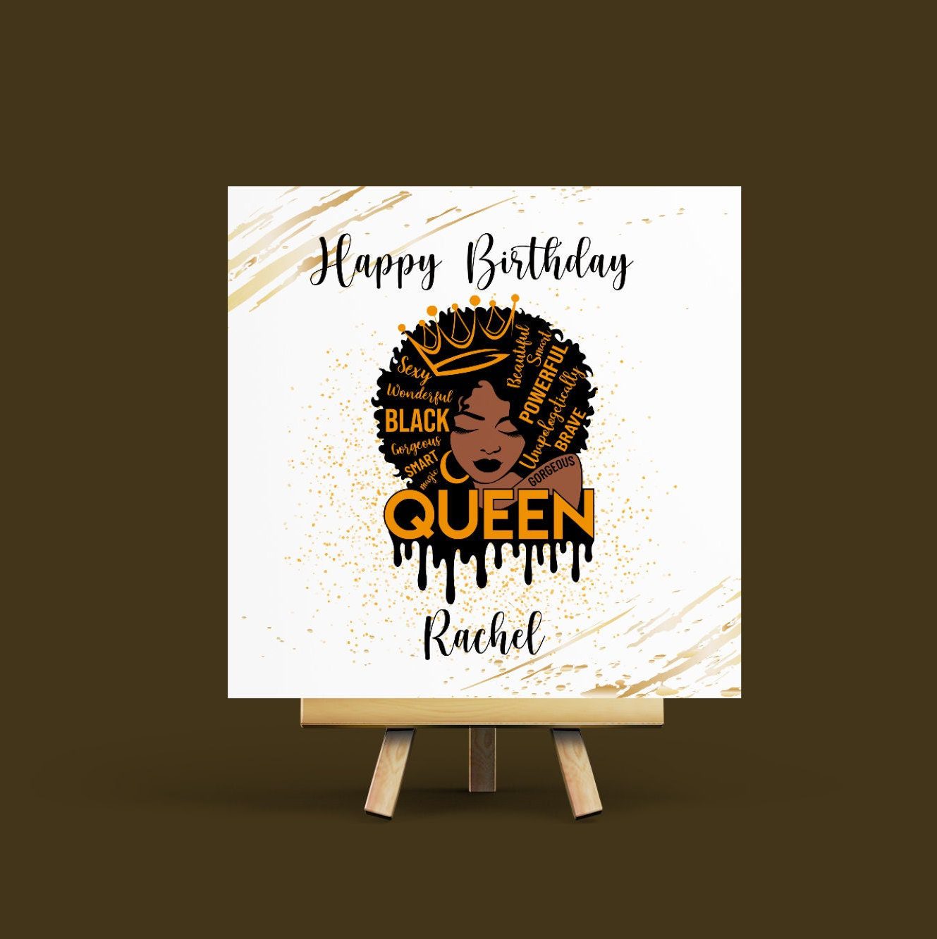 Black Afro Queen Birthday Card