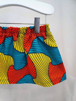 African Print Cotton Skirt - Teal, Yellow, Red