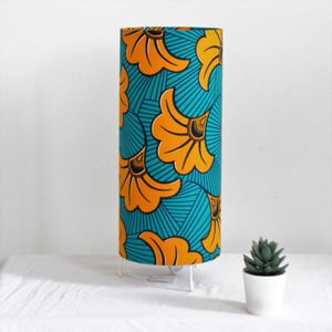 African Print Table Lamp - Teal
