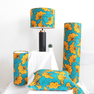 African Print Lampshade - Teal, Yellow
