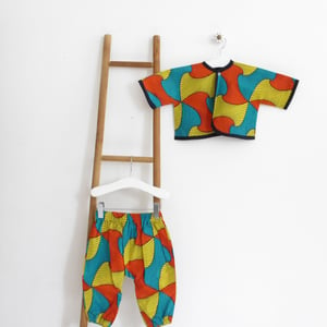 African Print Ankara Baby Trousers - Teal Yellow Red