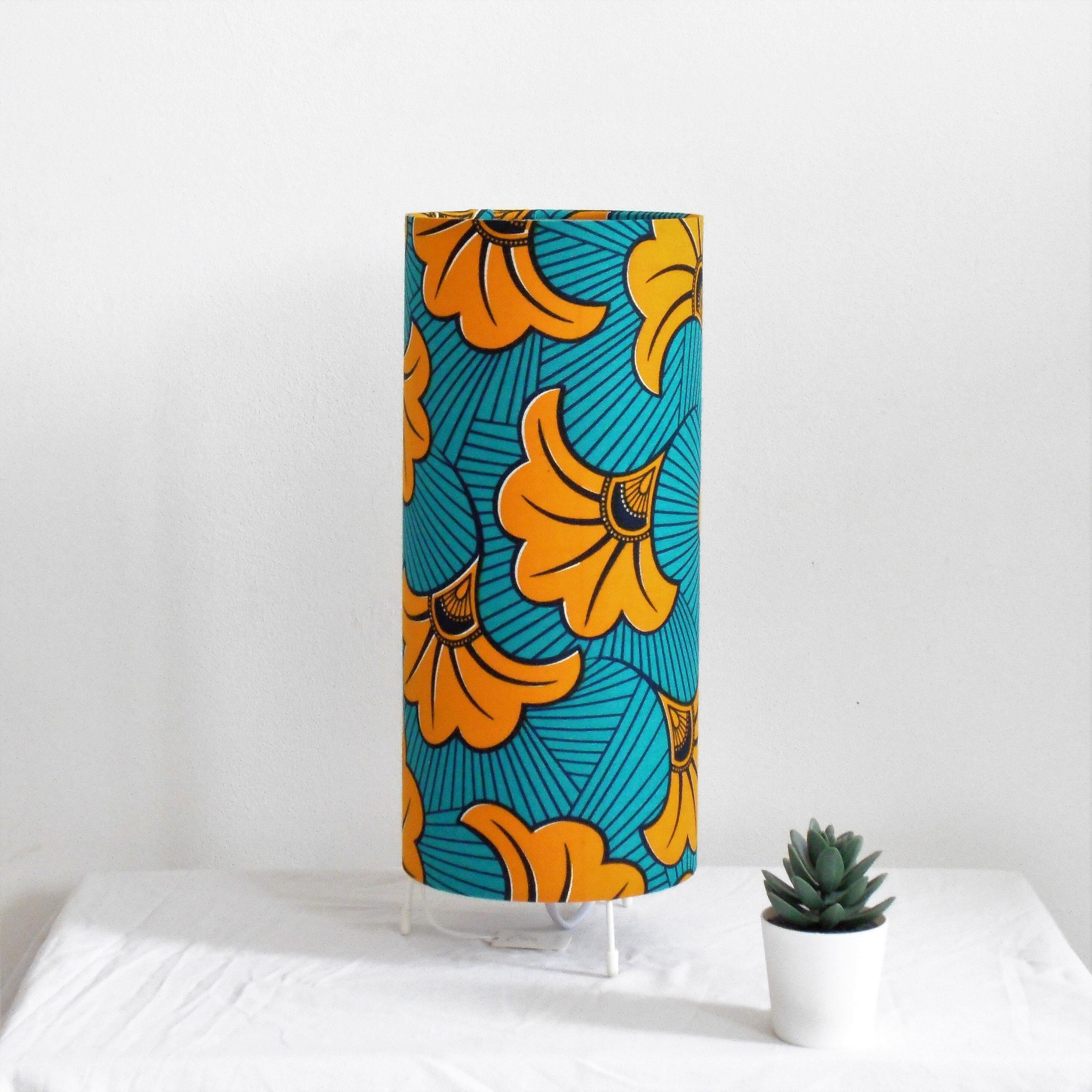African Print Table Lamp – Teal
