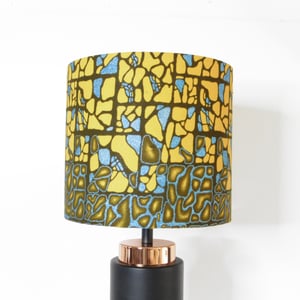 African Print Lampshade - Bronze Blue Shimmer