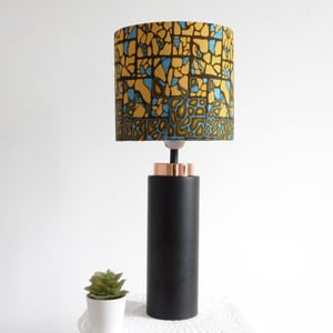 African Print Lampshade - Bronze Blue Shimmer