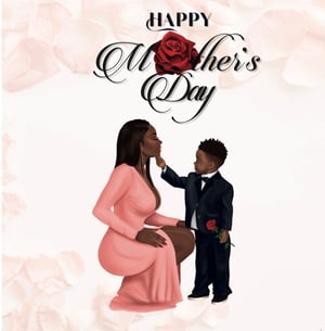 Rose and petals mother's day card, black mothers day cards