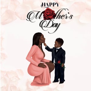 Rose and petals mother's day card, black mothers day cards