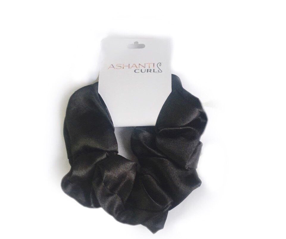 Ashanti Curls Satin Scrunchies – Black